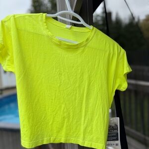 Lululemon Athletica cates tee Neon Yellow Crop Top NEW w tags